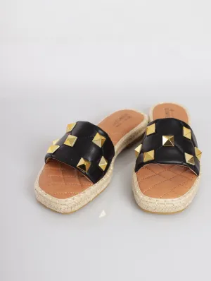 Ladies Kylar Espadrille Push-In Sandal - Black