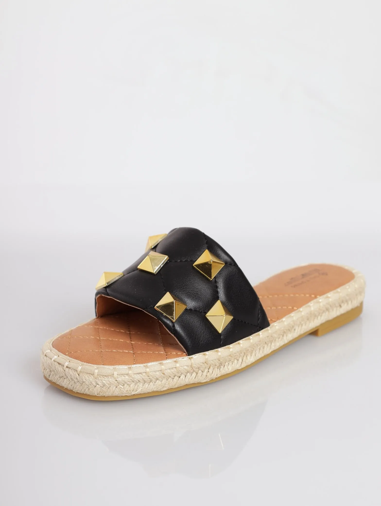 Ladies Kylar Espadrille Push-In Sandal - Black