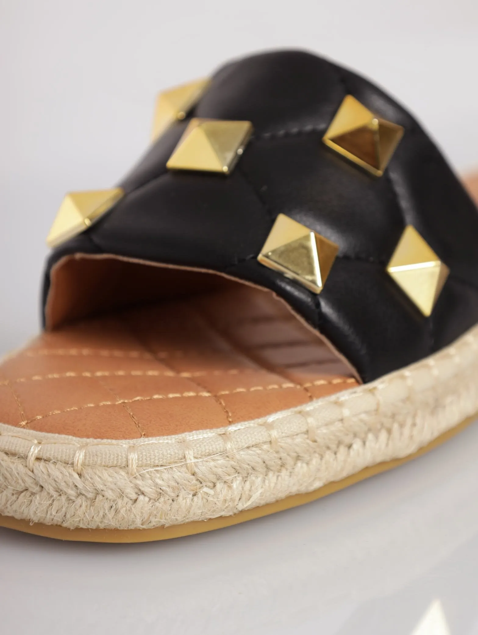 Ladies Kylar Espadrille Push-In Sandal - Black
