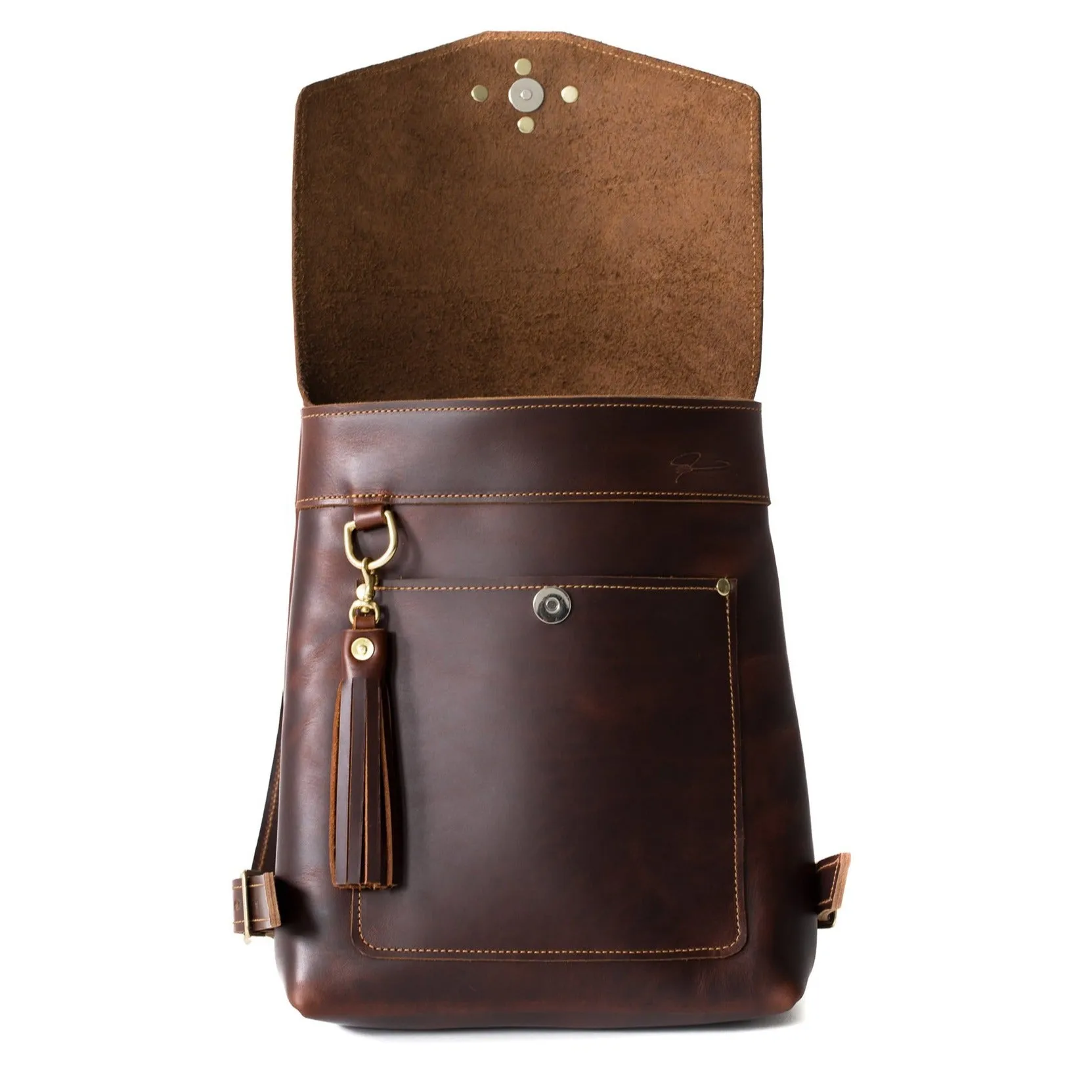 Leather Tassel Detail Backpack