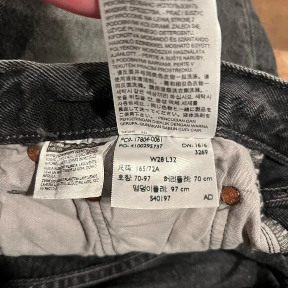 Levi's 501 CT Washed Black Distressed Jeans