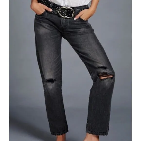 Levi's 501 CT Washed Black Distressed Jeans