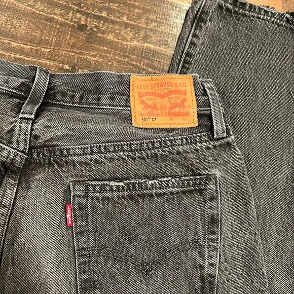 Levi's 501 CT Washed Black Distressed Jeans