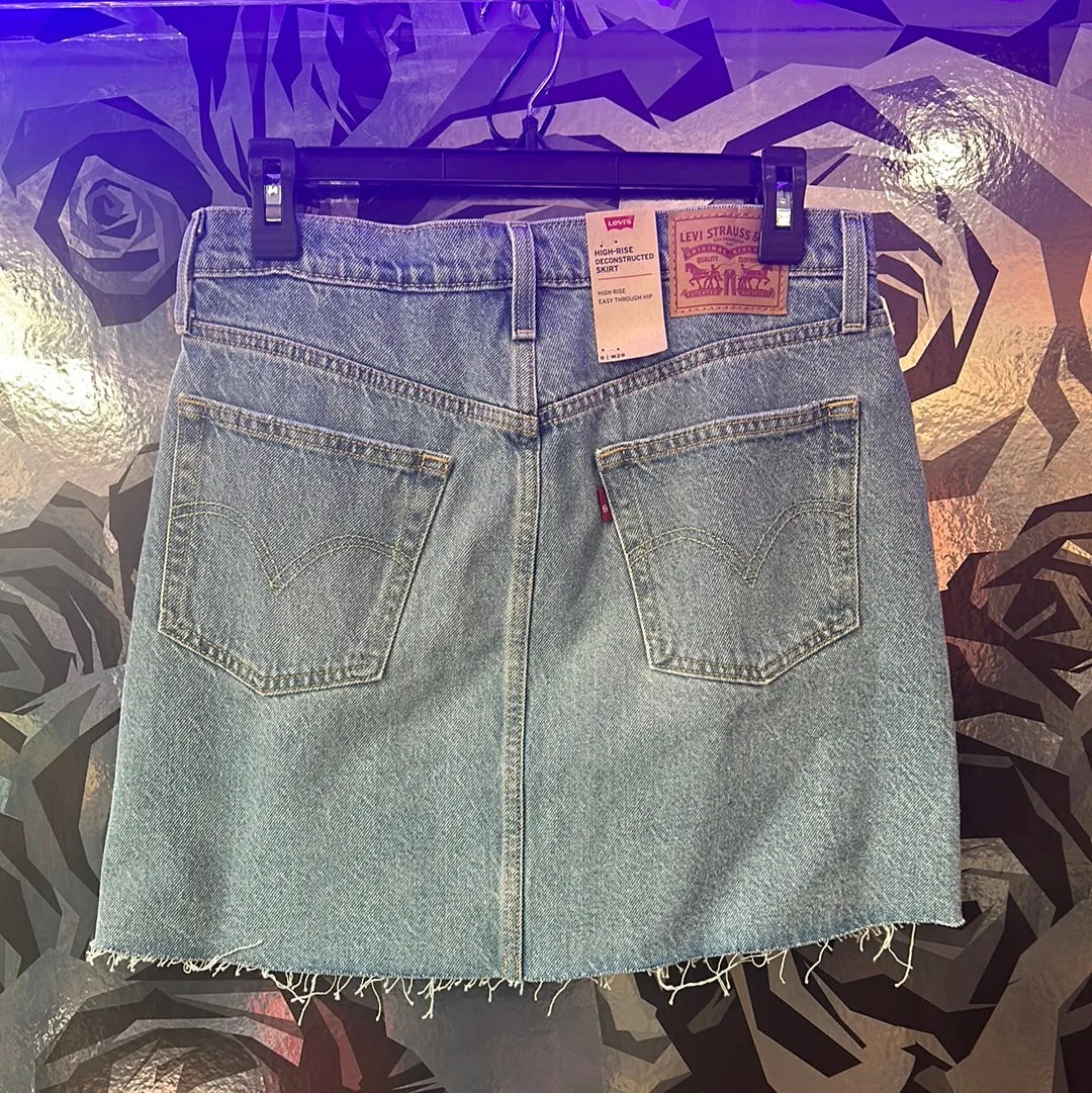 Levi's High Rise Decunstructed Lightwash Denim Short Skirt