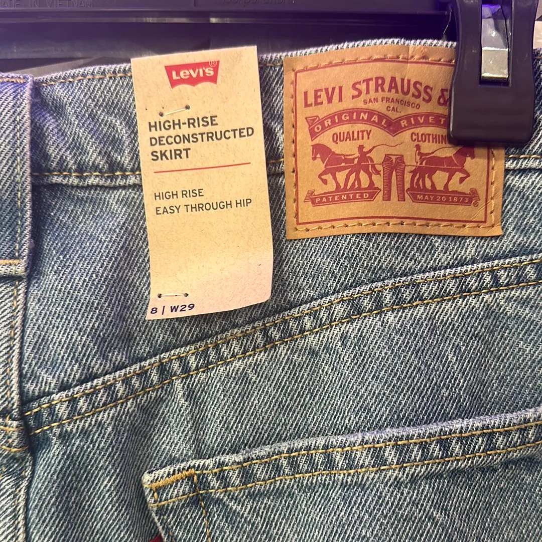 Levi's High Rise Decunstructed Lightwash Denim Short Skirt