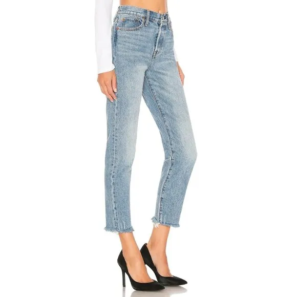 LEVI'S Wedgie Icon High Rise Fray Hem Straight Ankle Jeans in Shut Up - Size 24