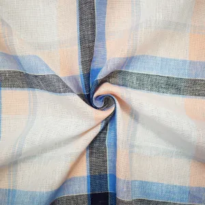 Light Blue-Pink-Multi Famous Maker Cotton Plaid Slub Gauze Woven Fabric