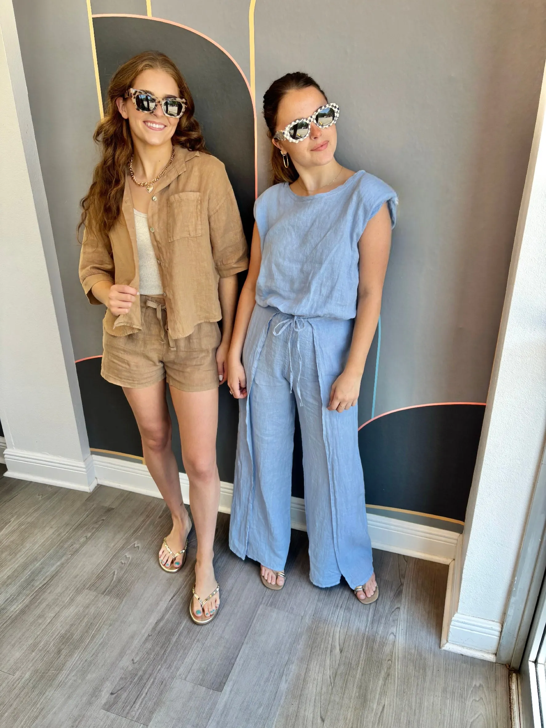 Linen Cropped Blouson Top