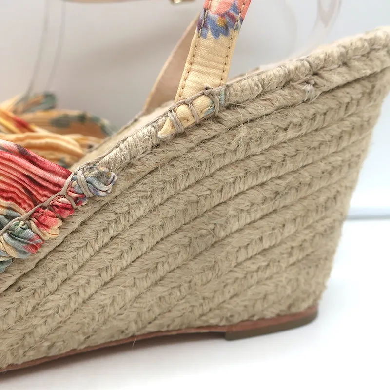 Loeffler Randall Charley Floral Knotted Espadrille Wedge Sandals Size 10.5 NEW