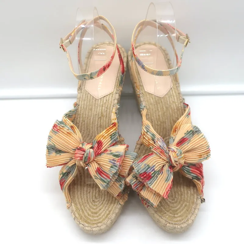 Loeffler Randall Charley Floral Knotted Espadrille Wedge Sandals Size 10.5 NEW
