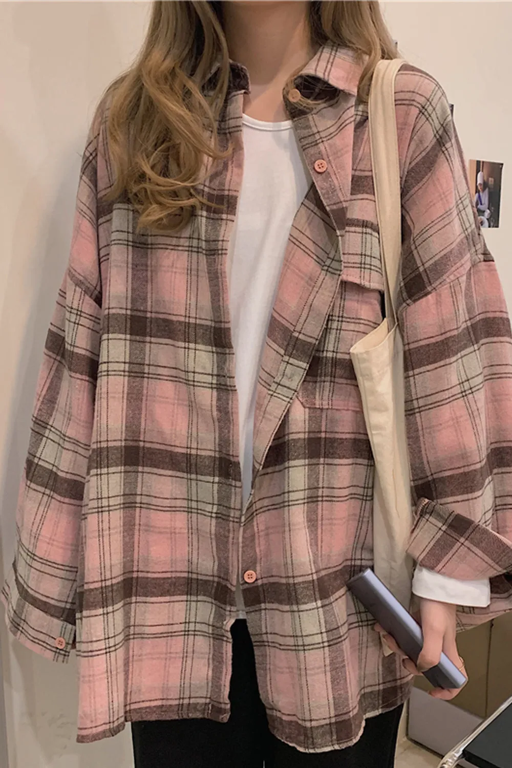 Long Sleeve Cute Plaid Colors Blouse Shirt