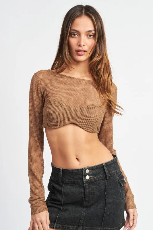 Long Sleeve Mesh Top