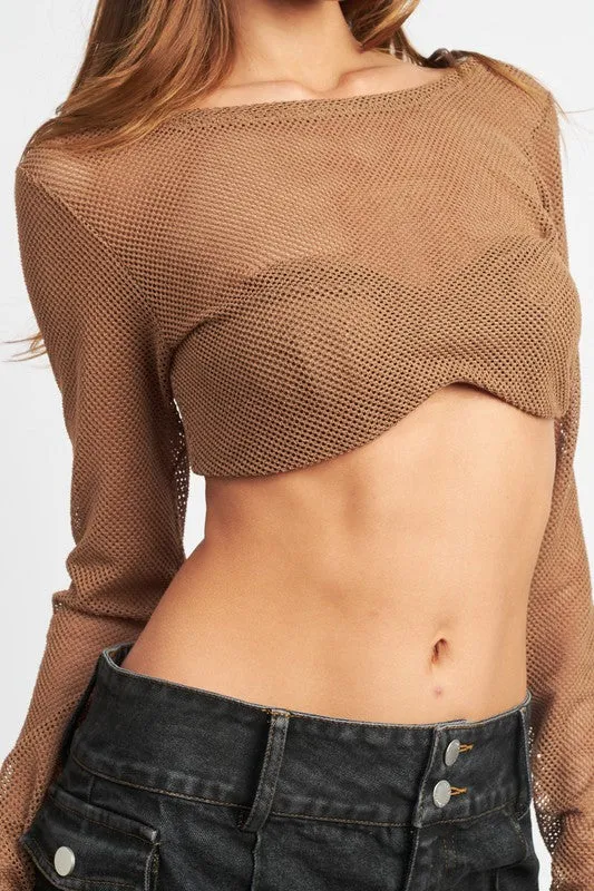 Long Sleeve Mesh Top