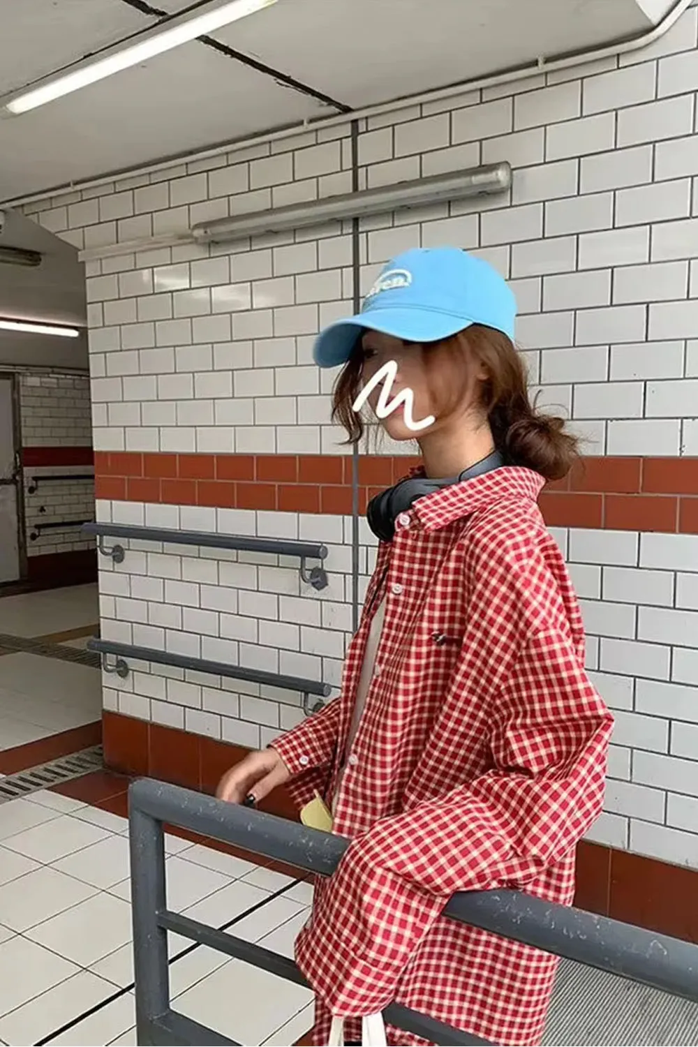 Long Sleeve Retro Red Plaid Blouse Shirt