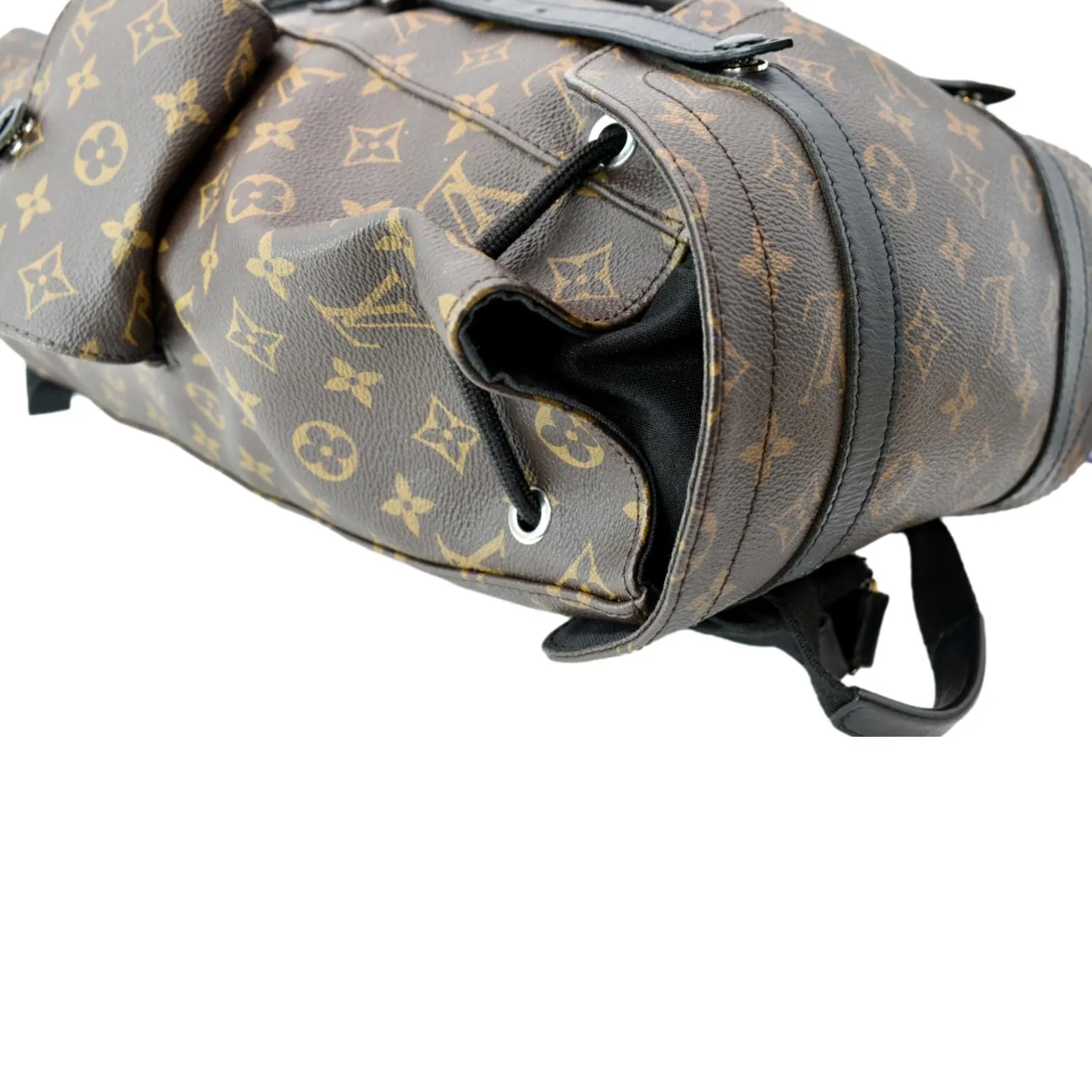 LOUIS VUITTON Christopher Monogram Macassar Canvas Backpack Bag Brown
