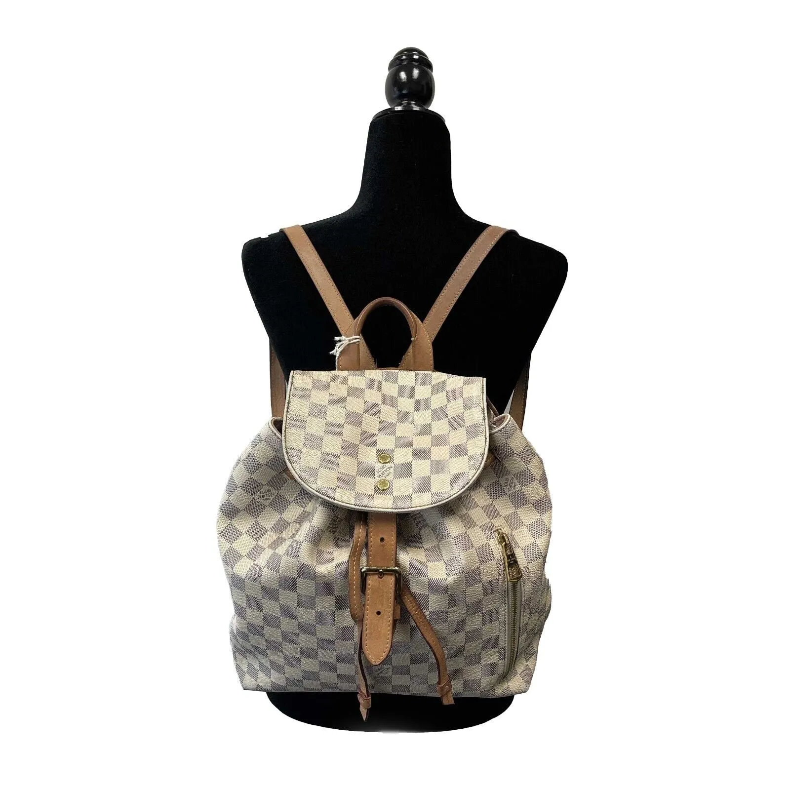 Louis Vuitton - Damier Azur Sperone Backpack - Cream / Blue Top Handle