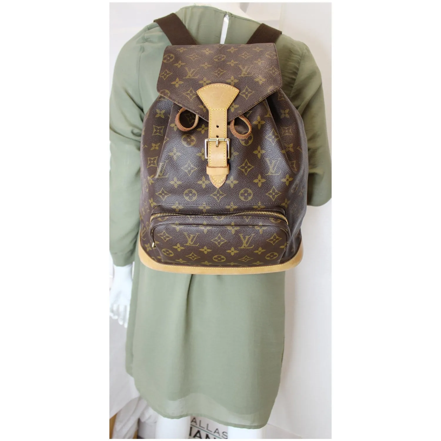 LOUIS VUITTON Montsouris GM Monogram Canvas Backpack Bag Brown