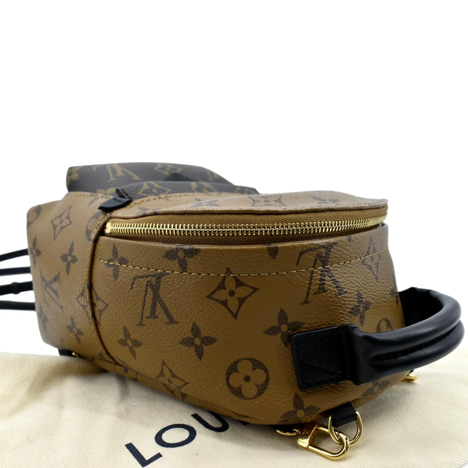 LOUIS VUITTON Palm Springs Mini Monogram Reverse Canvas Backpack Bag Brown