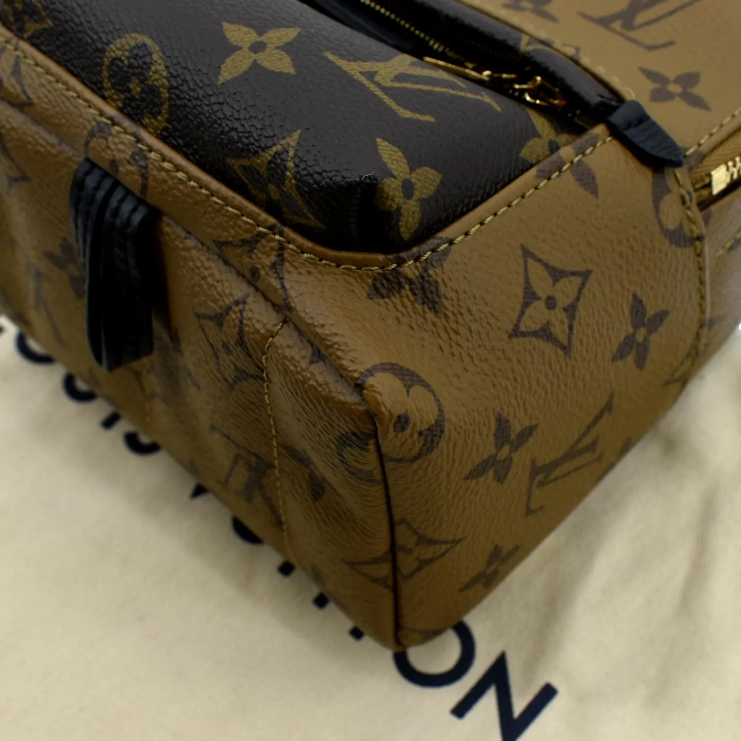 LOUIS VUITTON Palm Springs Mini Monogram Reverse Canvas Backpack Bag Brown