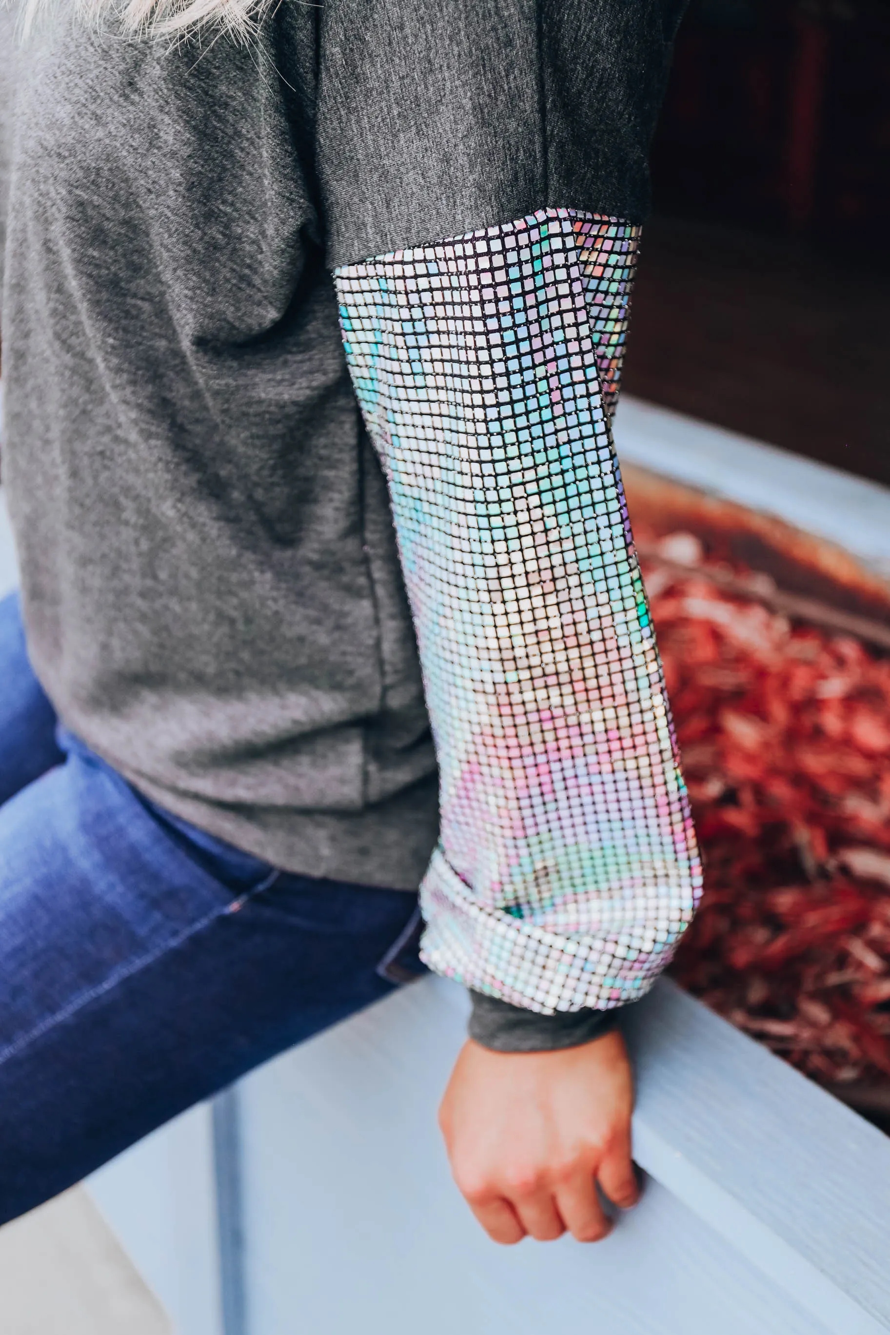 Luxe Sequin Sweatshirt - Charcoal
