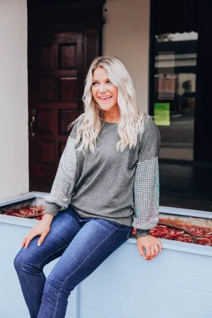 Luxe Sequin Sweatshirt - Charcoal