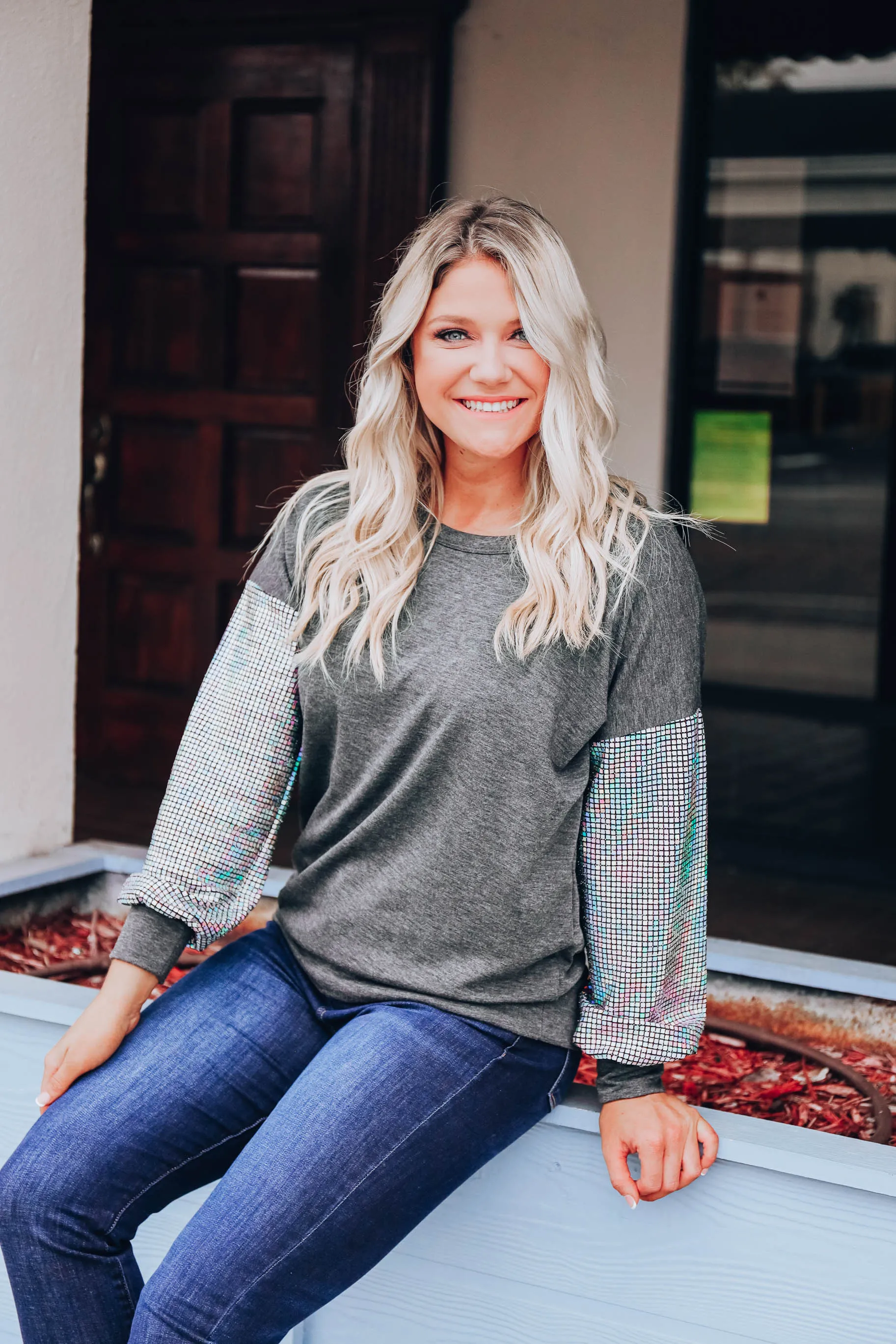 Luxe Sequin Sweatshirt - Charcoal