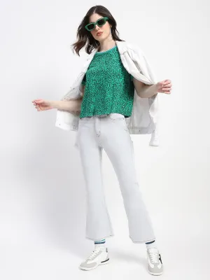 Madame Flared Solid Ice Blue Jeans