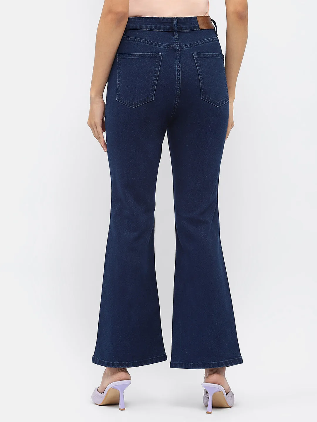 Madame Solid Blue Flared Jeans