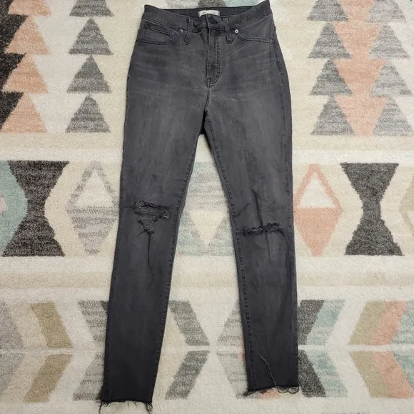 Madewell Curvy High Rise Distressed Skinny Jeans 10 TALL
