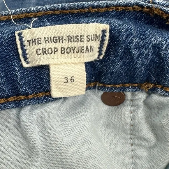 Madewell High Rise Slim Cropped Boyjean Distressed Jeans Womens 36