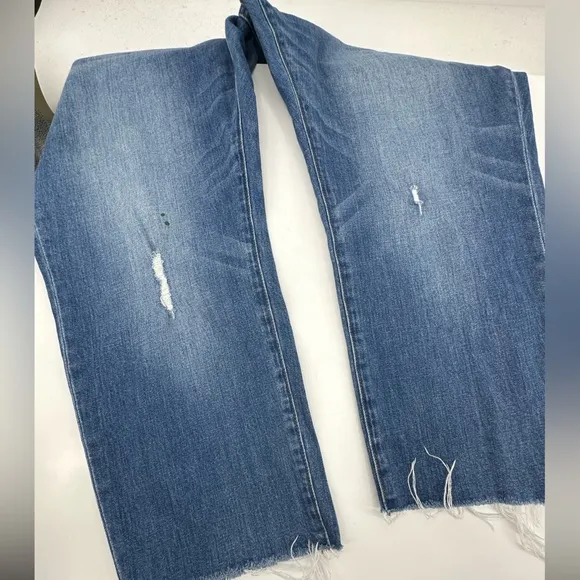 Madewell High Rise Slim Cropped Boyjean Distressed Jeans Womens 36