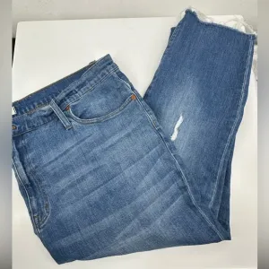 Madewell High Rise Slim Cropped Boyjean Distressed Jeans Womens 36