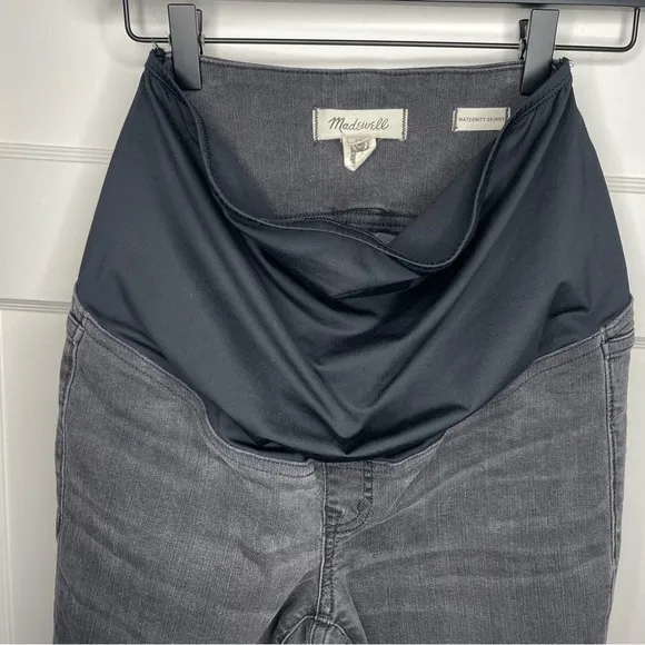 Madewell Maternity Skinny Jeans Over-the-Belly Distressed Grey Charcoal Size 26