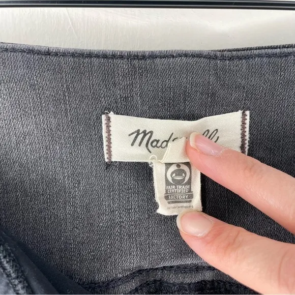 Madewell Maternity Skinny Jeans Over-the-Belly Distressed Grey Charcoal Size 26