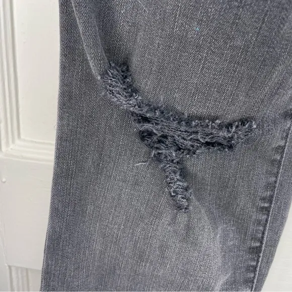 Madewell Maternity Skinny Jeans Over-the-Belly Distressed Grey Charcoal Size 26