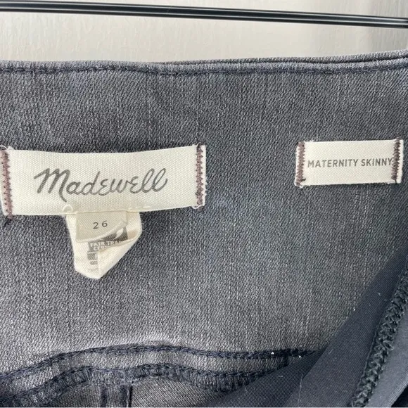 Madewell Maternity Skinny Jeans Over-the-Belly Distressed Grey Charcoal Size 26