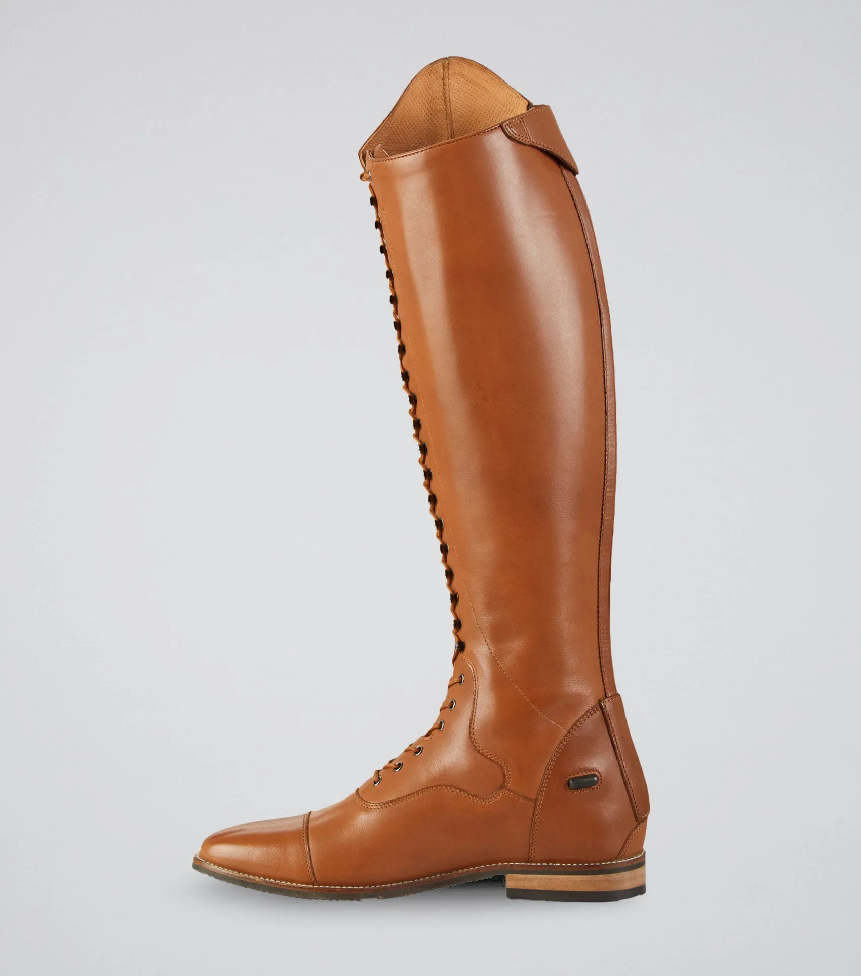Maurizia Ladies Lace Front Tall Leather Riding Boots Cognac (Regular Calf)