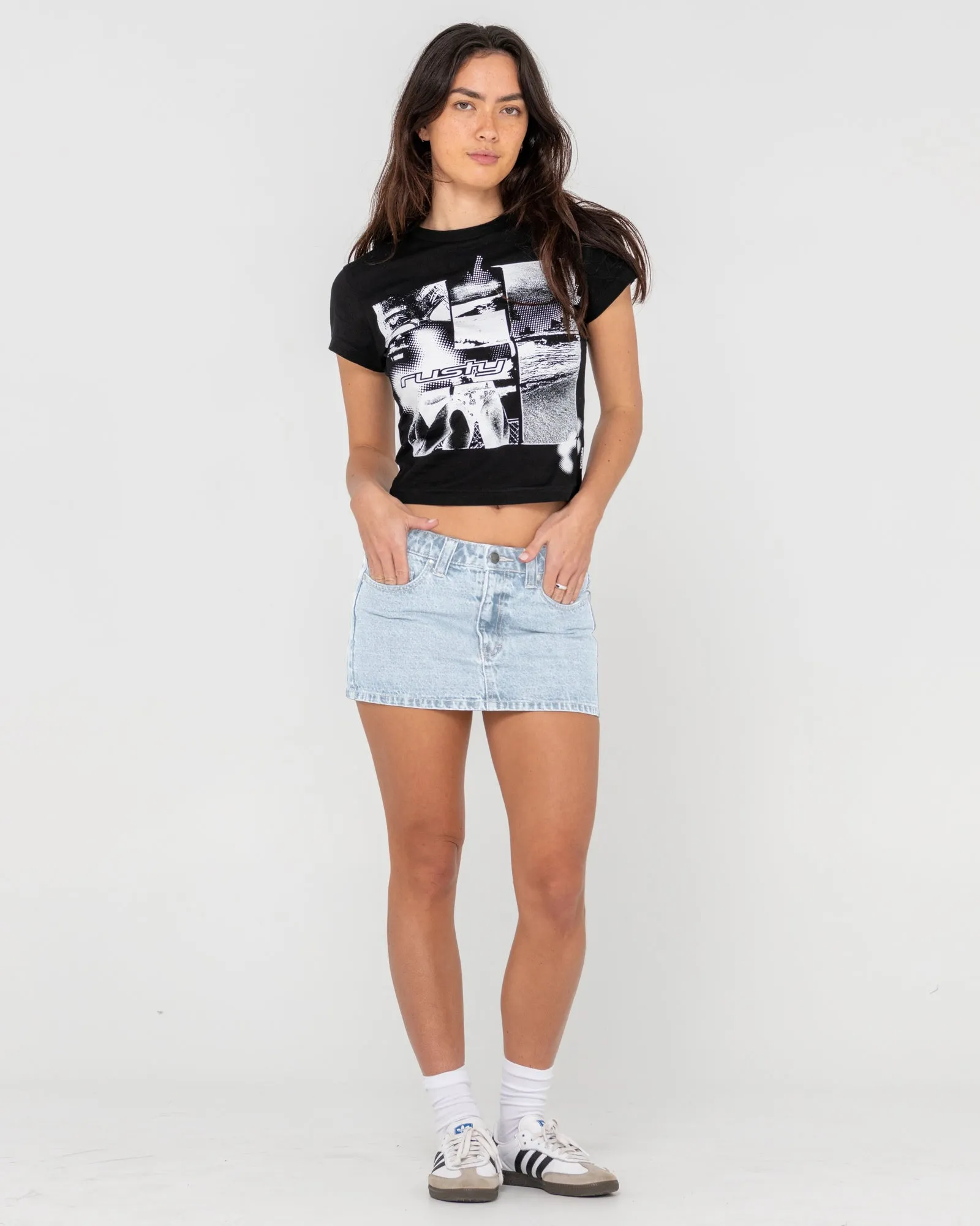 Mavericks Low Rise Mini Denim Skirt
