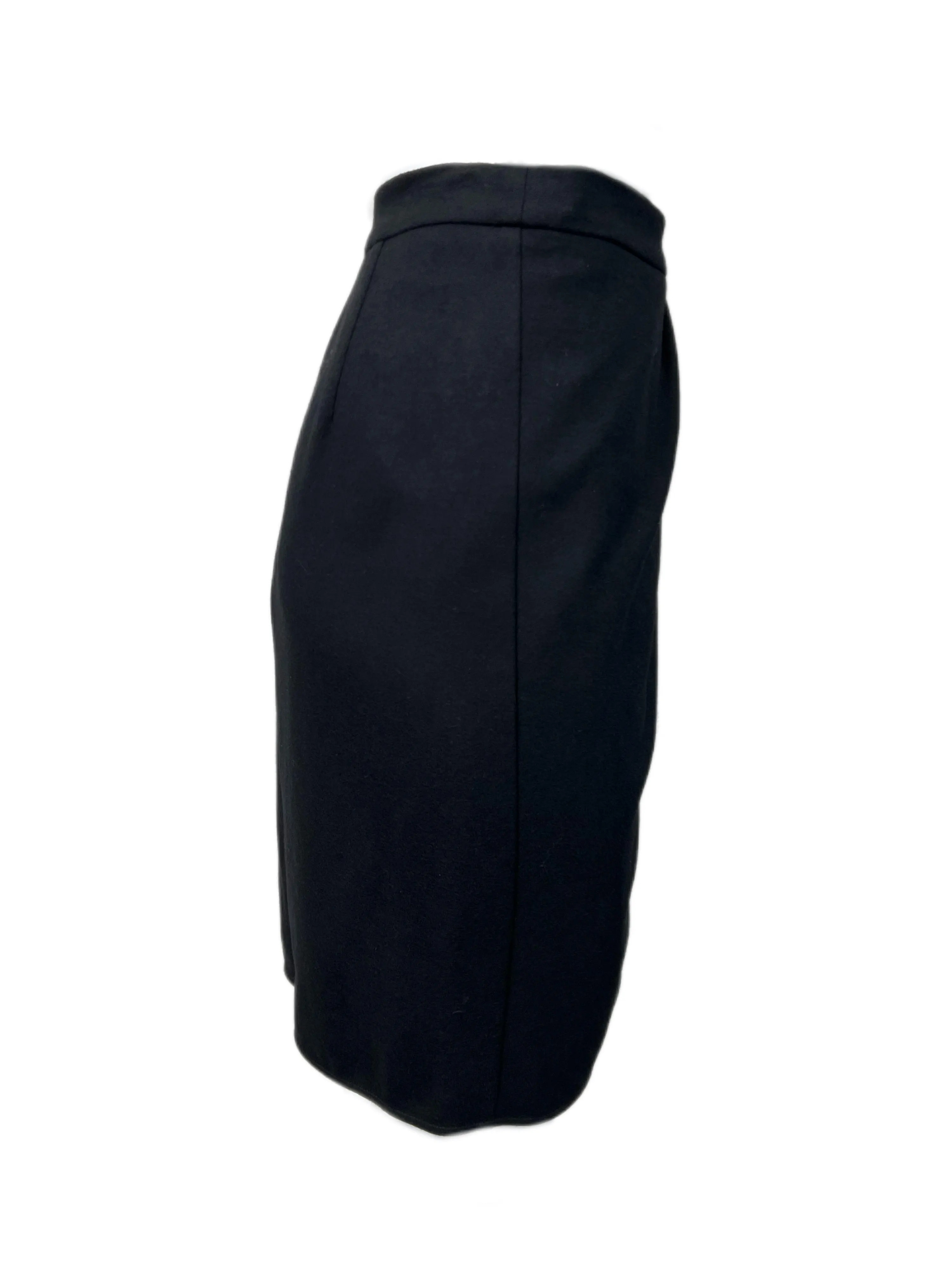 Max Mara Women's Black Tarso Virgin Wool Straight Mini Wrap Skirt Size 8 NWT