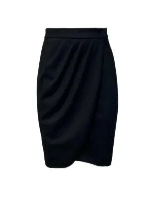Max Mara Women's Black Tarso Virgin Wool Straight Mini Wrap Skirt Size 8 NWT