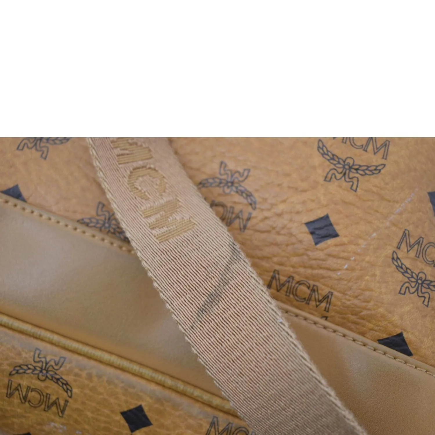 MCM Stark Studded Visetos Canvas Backpack Cognac