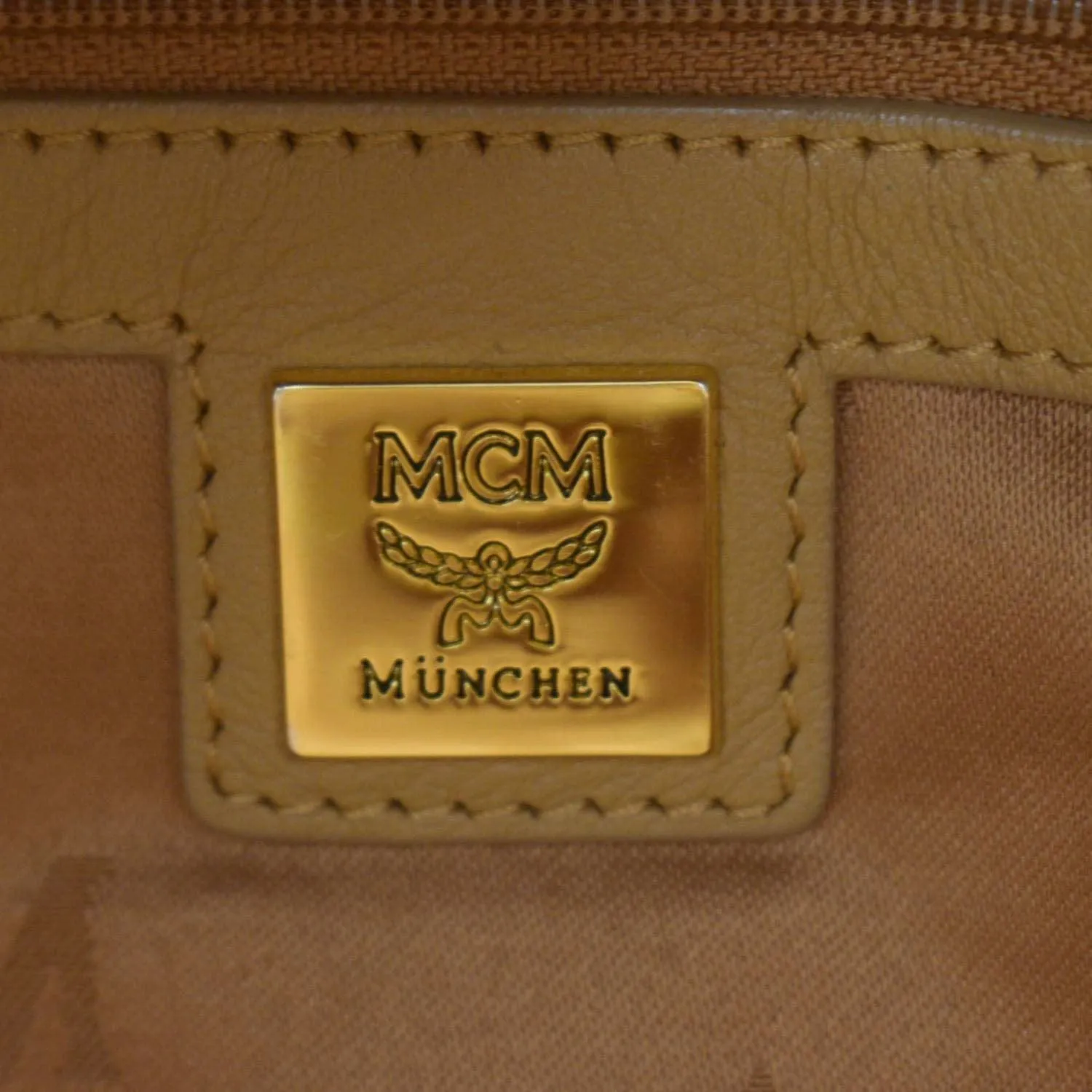 MCM Stark Studded Visetos Canvas Backpack Cognac
