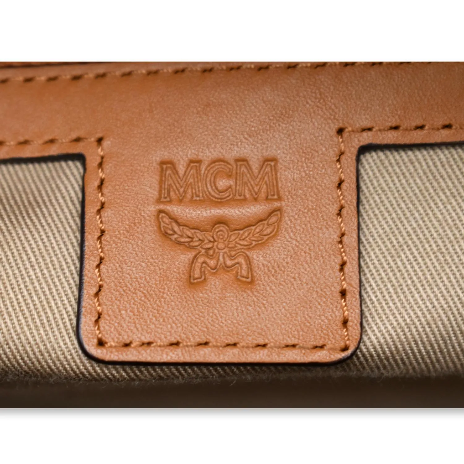 MCM Traveler Visetos Canvas Weekender Bag Cognac