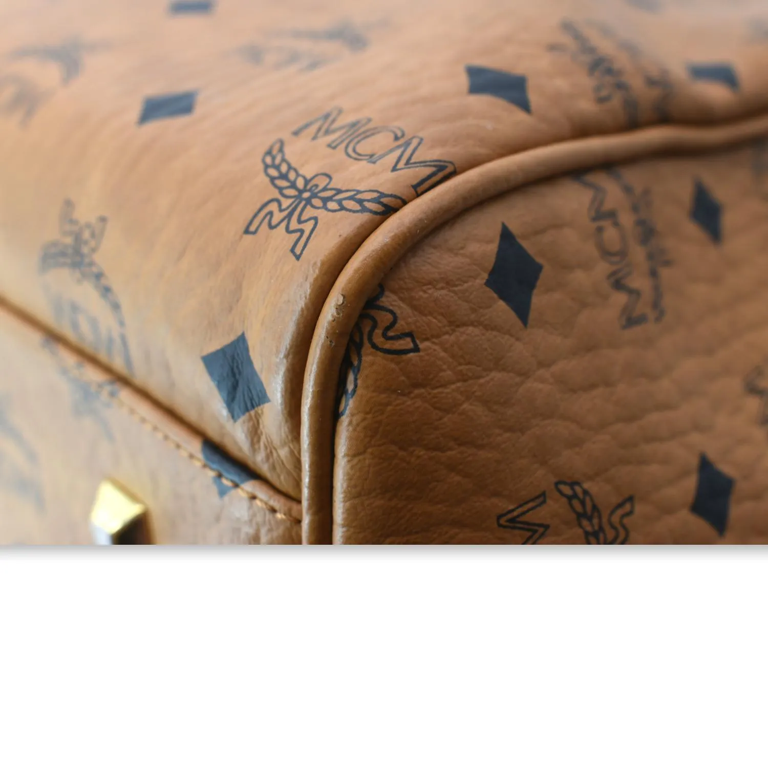 MCM Traveler Visetos Canvas Weekender Bag Cognac