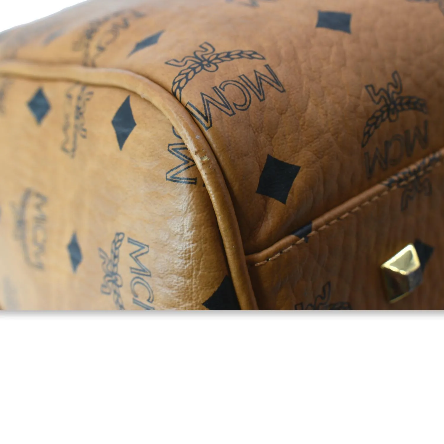 MCM Traveler Visetos Canvas Weekender Bag Cognac