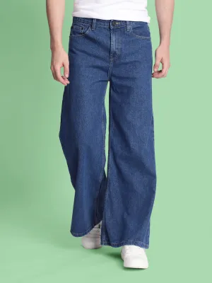 Men Blue Super Wide-Leg Jeans