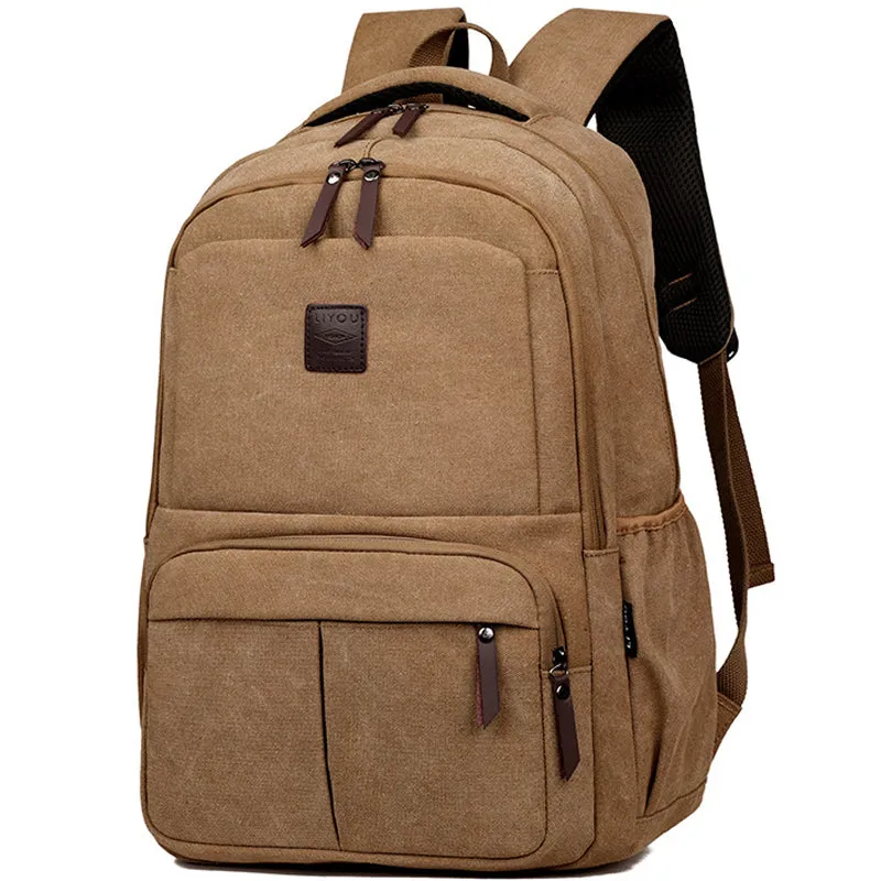 Men Laptop Backpack Durable Canvas School Bag