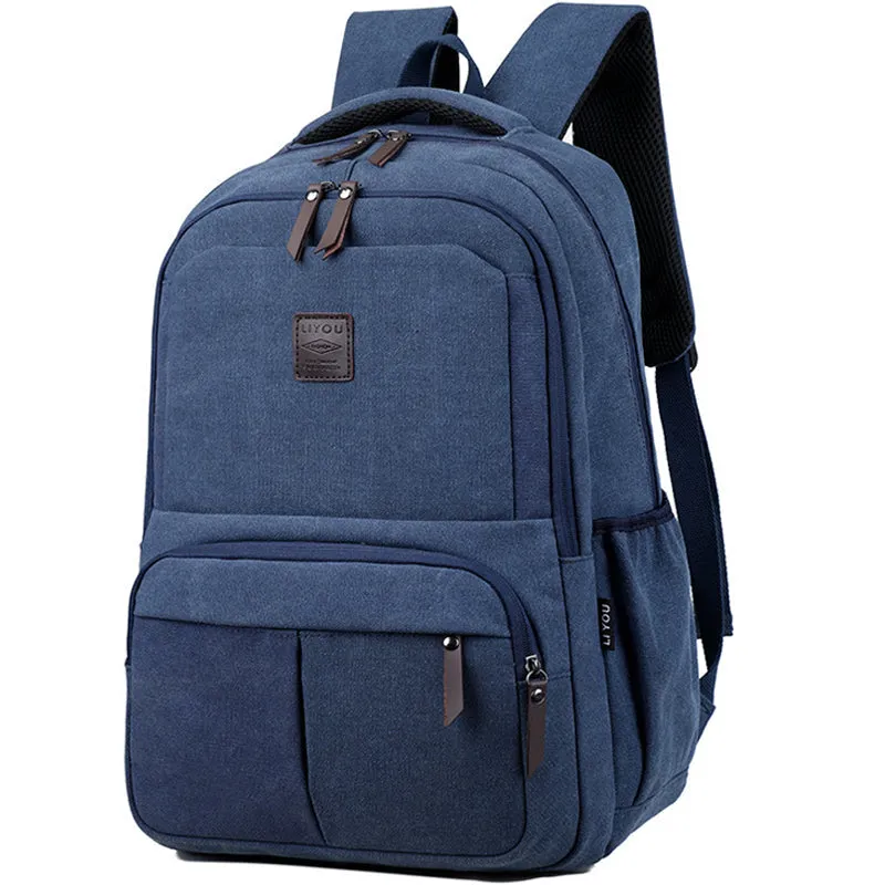 Men Laptop Backpack Durable Canvas School Bag