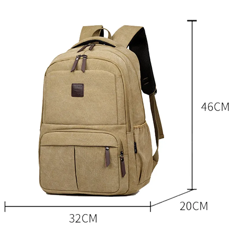 Men Laptop Backpack Durable Canvas School Bag