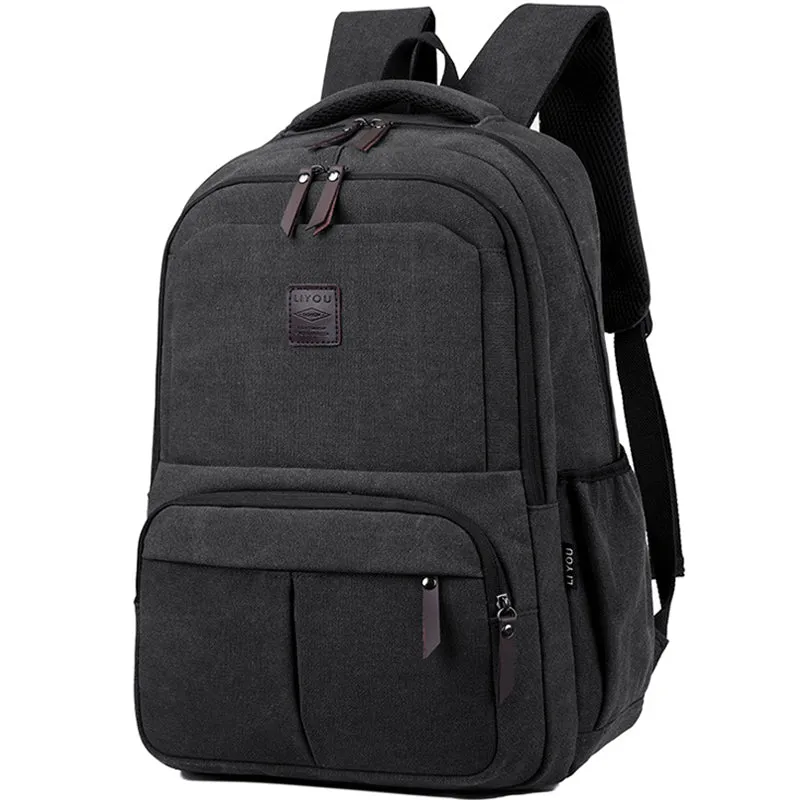 Men Laptop Backpack Durable Canvas School Bag